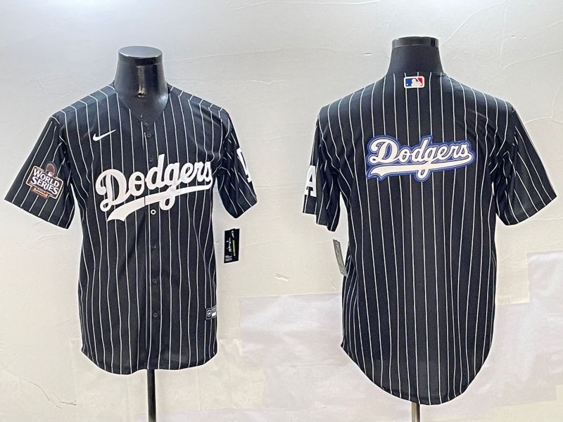 Men Los Angeles Dodgers Blank Black Stripe Jointly Name 2025 Nike MLB Jersey style 34